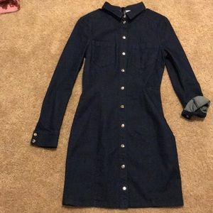 Cute form fitting jean button up dress